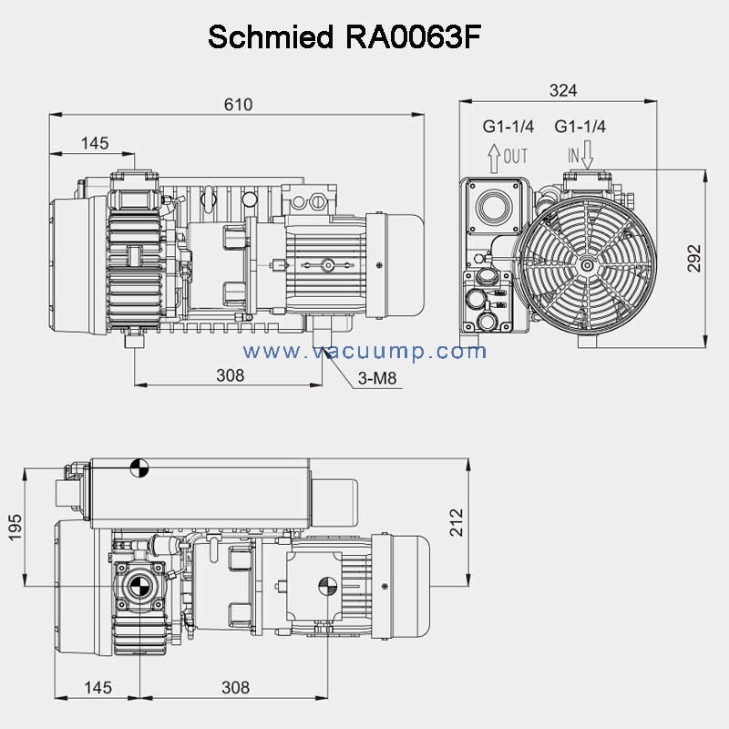 Schmied RA0063F Oil Rotary Vane Vacuum Pump