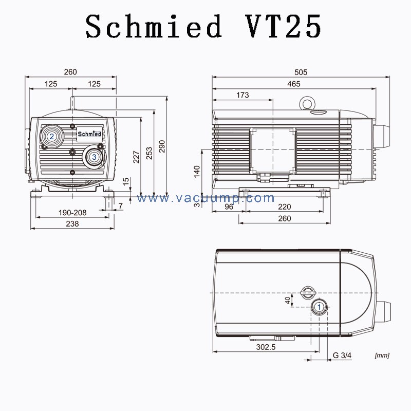 Schmied VT25 Dry Oil-free Rotary vane vacuum pump Replace BECKER VT4.25