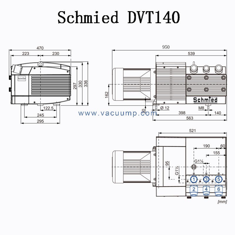 Schmied DVT140 Oil-free Dry Compound  vacuum pump Replace BECKER