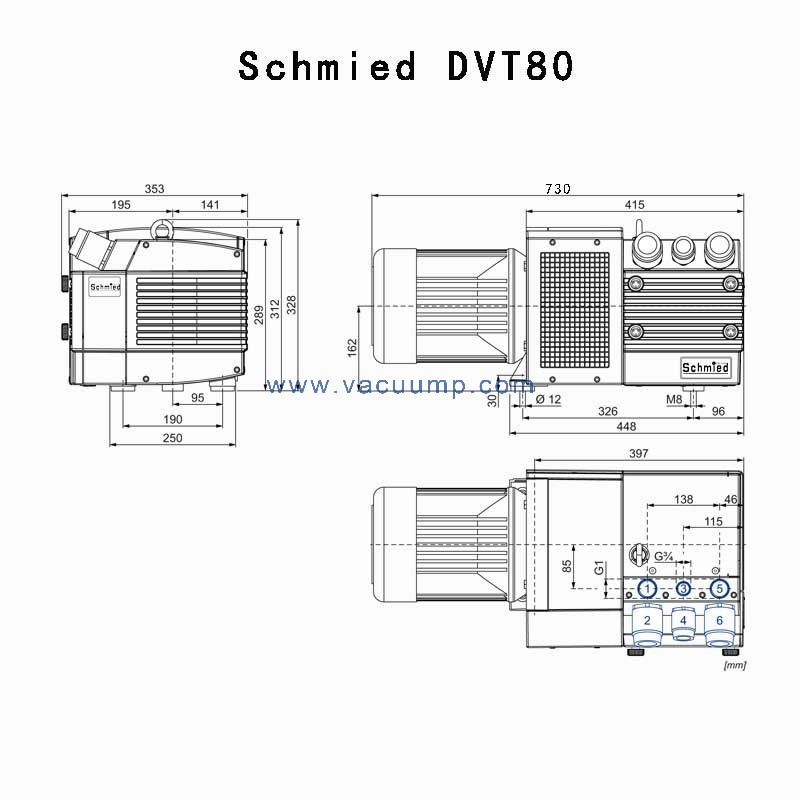 Schmied DVT80 Oil-free Dry Compound vacuum pump Replace BECKER